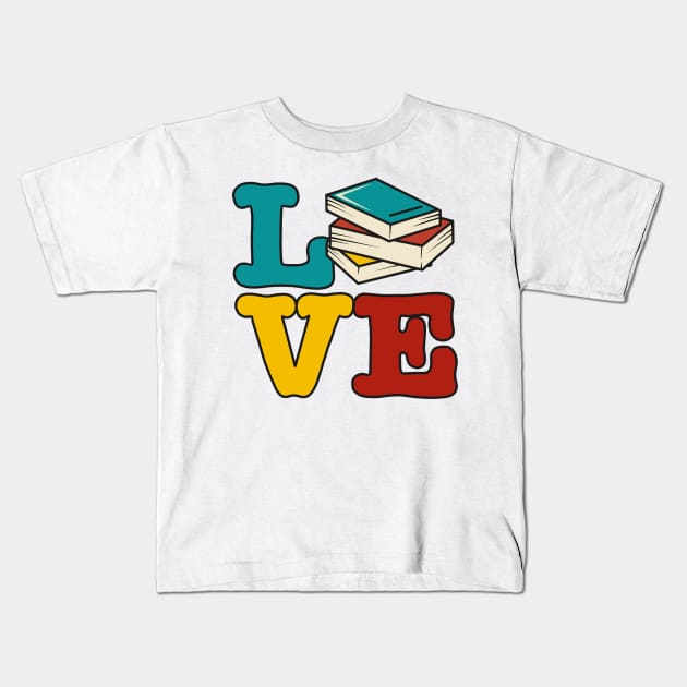 love book Kids T-Shirt by Truntlessart